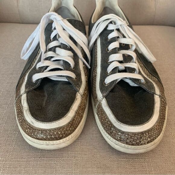 Gucci Python Snake Skin And Suede Low Top Trainner Sneakers Size 9.5 - Picture 4 of 10